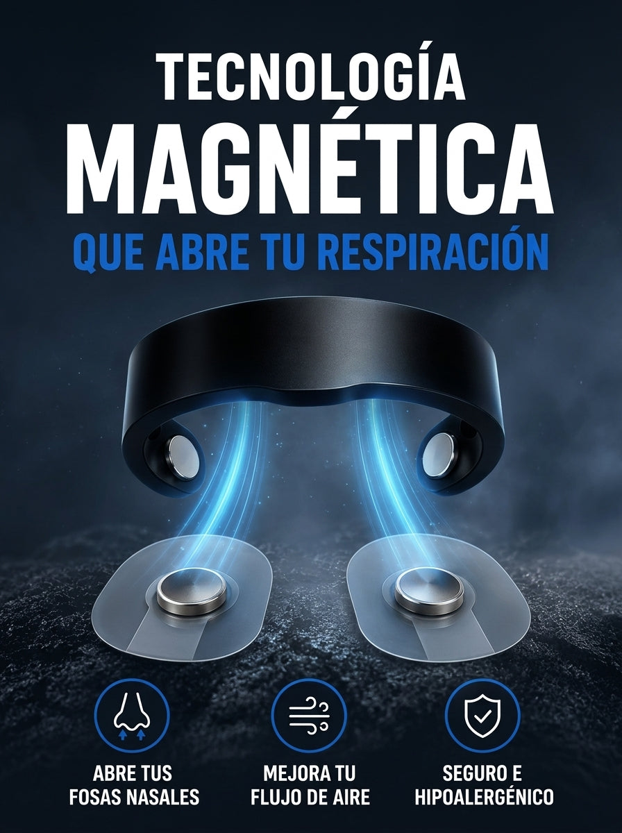 Dilatador nasal magnético MagFlow Pro con sus dos adhesivos imantados