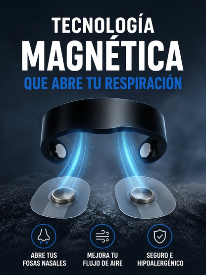 Dilatador nasal magnético MagFlow Pro con sus dos adhesivos imantados