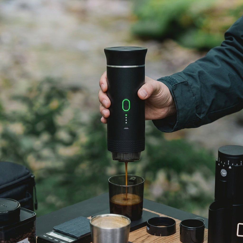 Cafetera espresso portátil Nómada con cápsula y café molido