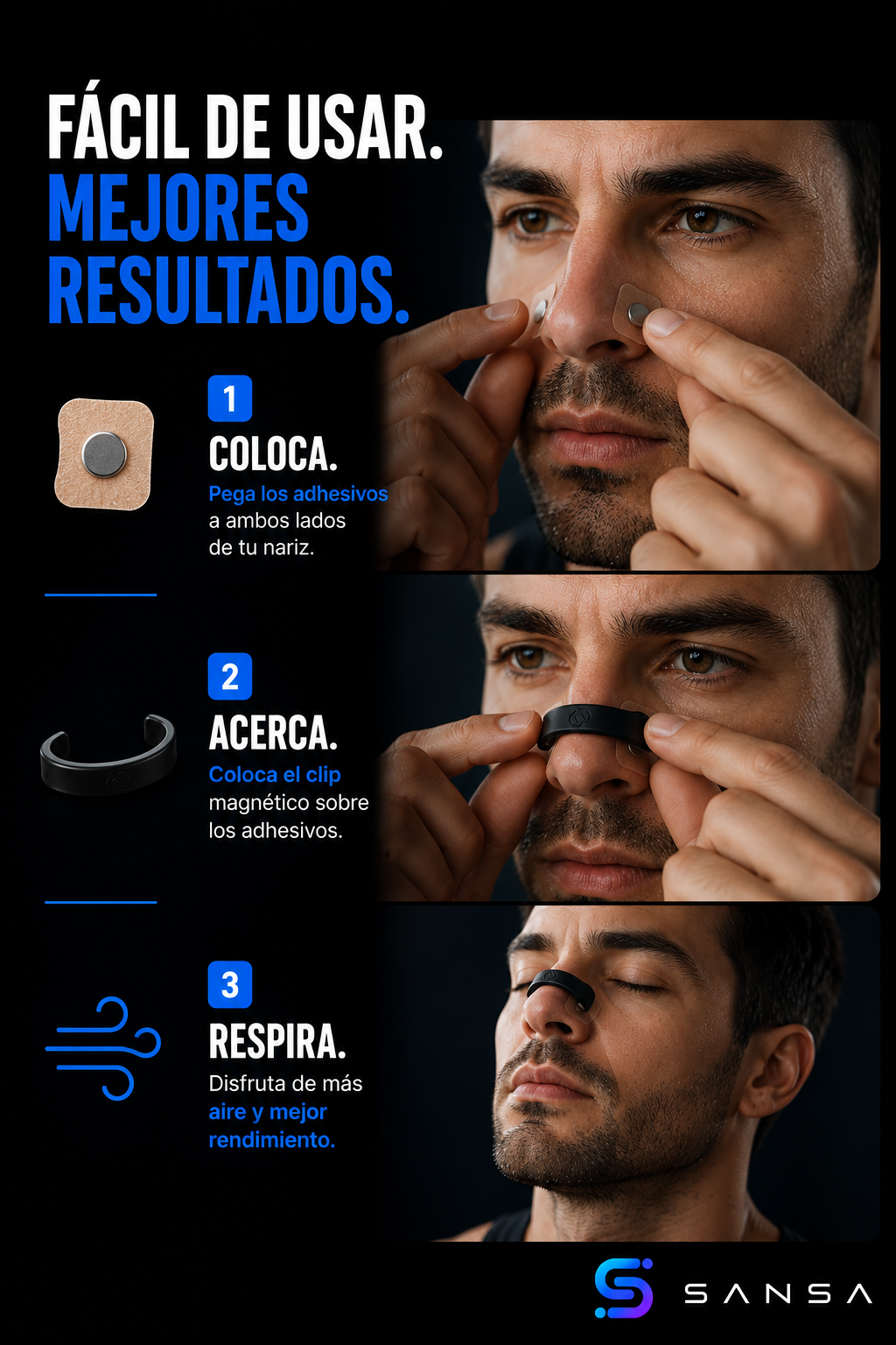 aplicación dilatador nasal magnético
