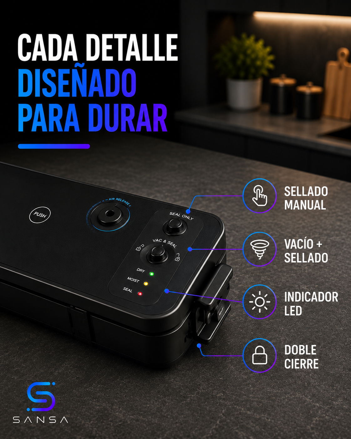 Botones de funcionamiento sellado al vacío