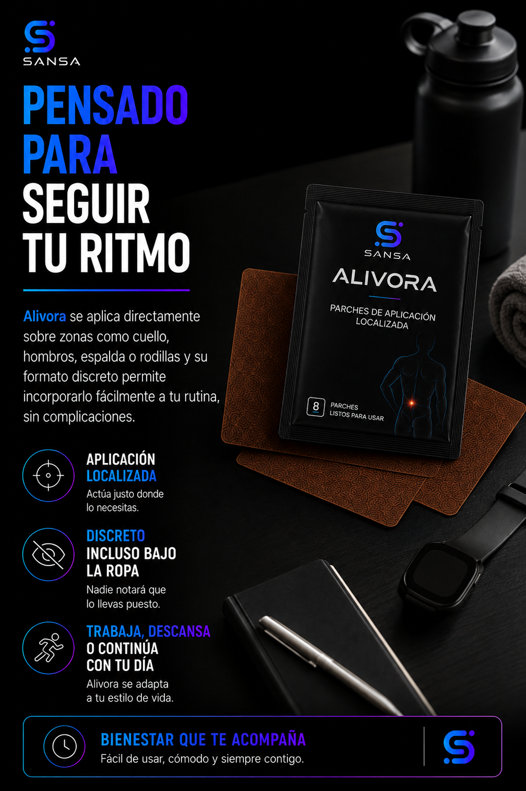 Pack Alivora con 8 parches para aplicación localizada