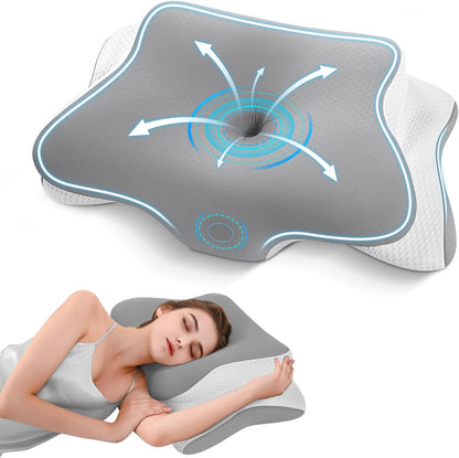 Almohada cervical Sansa Serena con forma de mariposa y hueco central