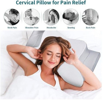 Mujer durmiendo boca arriba con la almohada cervical Sansa Serena
