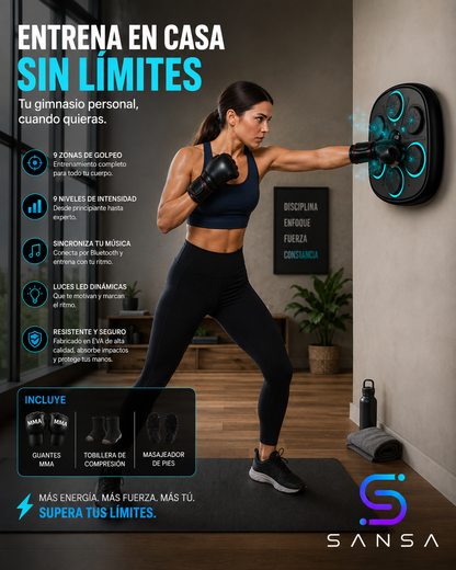Máquina de boxeo musical PunchBeat con Bluetooth, luces LED y varios niveles