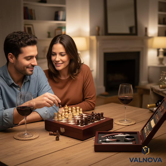 Valnova WineMate Chess - Set de accesorios para vino y juego de ajedrez (37 piezas)